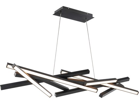 dweLED by WAC Lighting Parallax 8-Light Black Geometric Linear Island Pendant