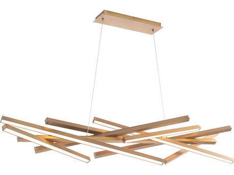 dweLED by WAC Lighting Parallax 8-Light Aged Brass LED Linear Island Pendant