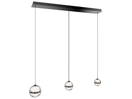 dweLED by WAC Lighting Cyllindra 3-Light Black Chrome Globe Island Pendant