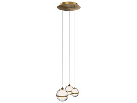 dweLED by WAC Lighting Cyllindra 3-Light Aged Brass Globe Mini Pendant