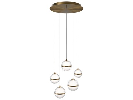 dweLED by WAC Lighting Cyllindra 5-Light Aged Brass Globe Mini Pendant