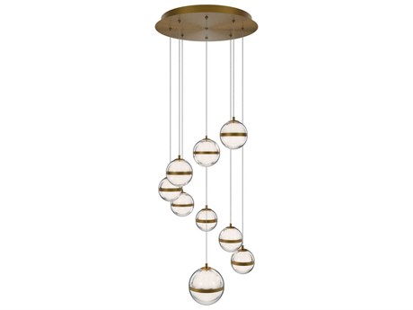 dweLED by WAC Lighting Cyllindra 9-Light Aged Brass Globe Mini Pendant