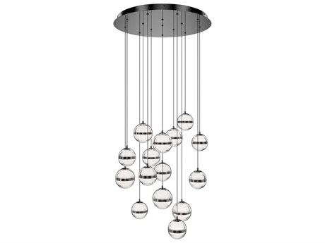 dweLED by WAC Lighting Cyllindra 15-Light Black Chrome Globe Mini Pendant