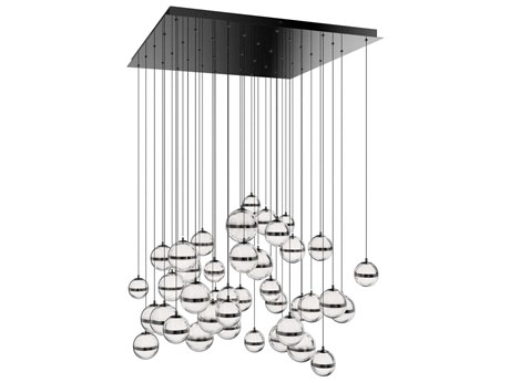 dweLED by WAC Lighting Cyllindra 41-Light Black Chrome Globe Island Pendant