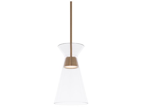 dweLED by WAC Lighting Chandra 1-Light Aged Brass Glass LED Empire Mini Pendant