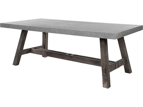Ebel Amherst Aluminum Concrete/Timber 82''W x 40''D Rectangular Dining Table with Umbrella Hole