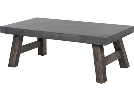 Ebel Amherst Aluminum Concrete / Timber 48''W x 26''D Rectangular Coffee Table