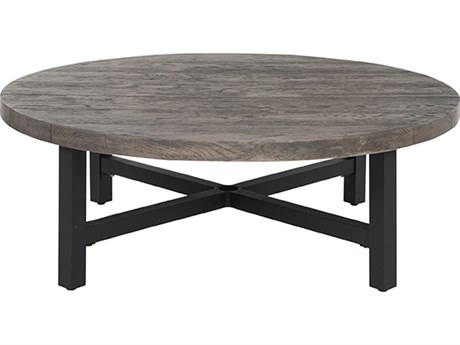 Ebel Asheville Aluminum Timber/Onyx 50'' Round Plank Top Chat Table with Umbrella Hole