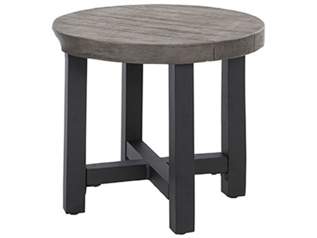 Ebel Asheville Aluminum Timber/Onyx 22'' Round Plank Top End Table