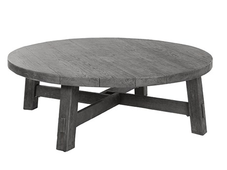 Ebel Charleston Poly 50'' Wide Round Chat Table with Umbrella Hole in Smoke