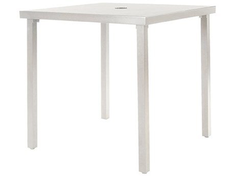 Ebel Cabana Aluminum Square Outdoor Patio Dining Table with Umbrella Hole