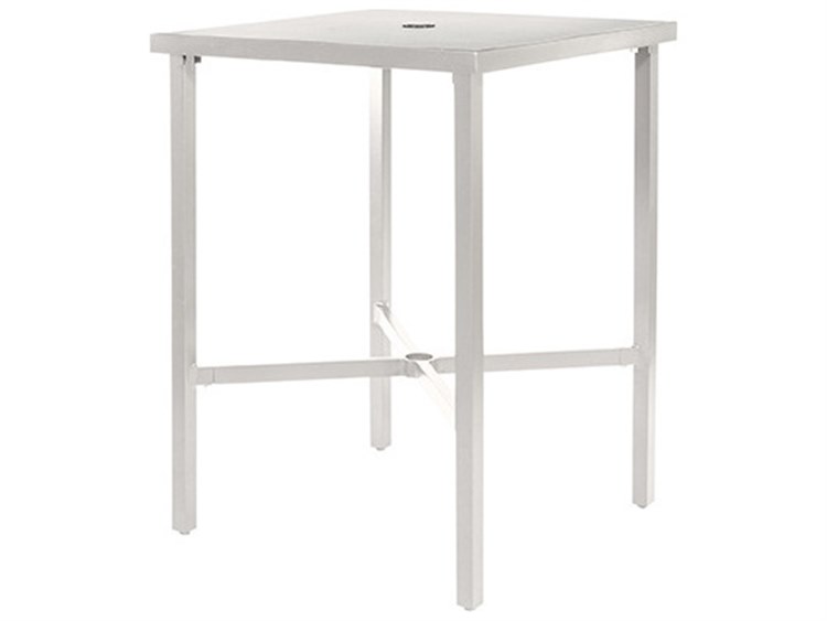 Ebel Cabana Aluminum Square Outdoor Bar Table with Umbrella Hole