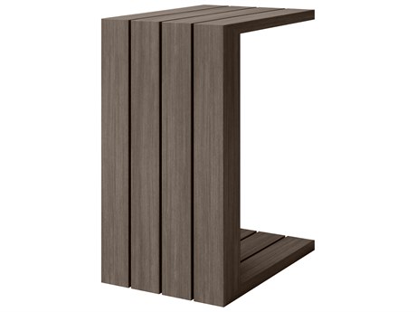 Ebel Bari Aluminum Rectangular C Table with Plank Style Top
