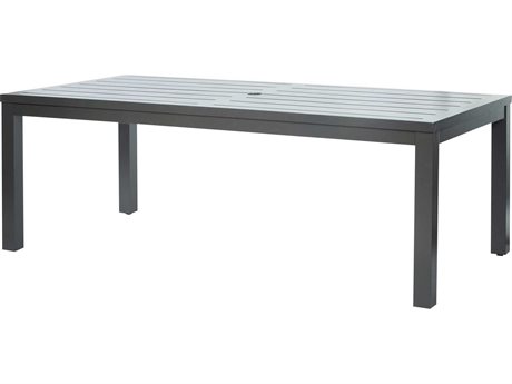 Ebel Palermo Aluminum 85''W x 42''D Rectangular Dining Table With Umbrella Hole