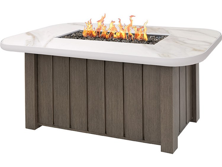 Ebel Aspen Sintered Stone Rectangular Fire Pit Top with Lid