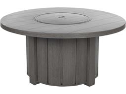 Ebel Trevi Aluminum 50'' Round Plank Top Fire Pit Table with Lid