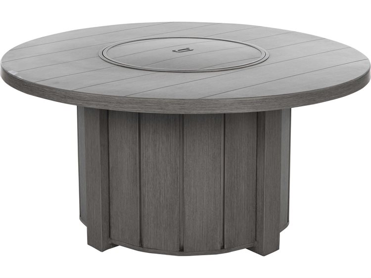 Ebel Trevi Aluminum 50'' Round Plank Top Fire Pit Table with Lid