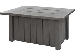 Ebel Trevi Aluminum 50''W x 32''D Rectangular Plank Top Fire Pit Table with Lid