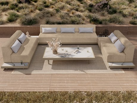 Ebel Grande Aluminum Wicker Padded Lounge Set