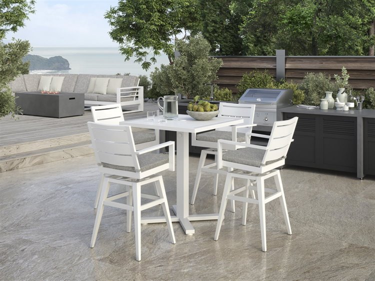 Ebel Palermo Aluminum 36'' Square Bar Height Table with Umbrella Hole ...