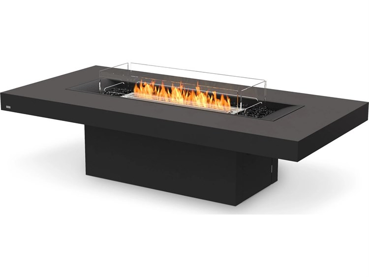 EcoSmart Fire Gin 90 Chat Concrete Natural 89''W x 43''D Rectangular Fire Pit Table with Propane/Natural Gas