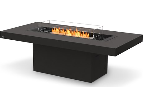 EcoSmart Fire Gin 90 Dining Concrete Graphite 89''W x 43''D Rectangular Fire Pit Table with Propane/Natural Gas