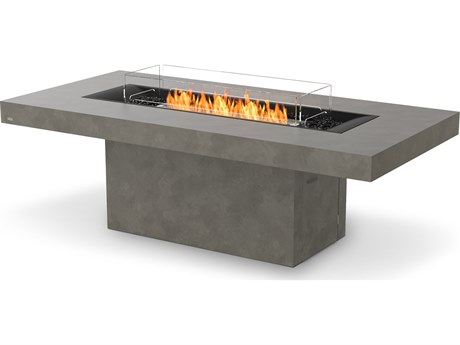 EcoSmart Fire Gin 90 Dining Concrete Natural 89''W x 43''D Rectangular Fire Pit Table with Propane/Natural Gas