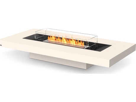 EcoSmart Fire Gin 90 Low Concrete Bone 89''W x 43''D Rectangular Fire Pit Table with Propane/Natural Gas
