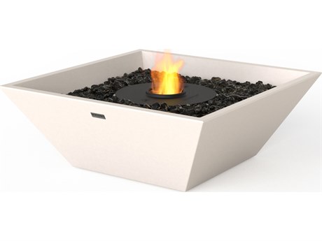 EcoSmart Fire Nova 600 Concrete Bone AB3 24'' Wide Square Fire Pit Bowl with Ethanol Burner Stainless Steel