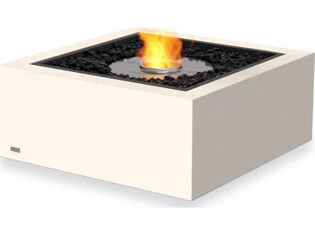 EcoSmart Fire Base 30 Concrete Bone AB8 30'' Wide Square Fire Pit Table with Ethanol Burner Black