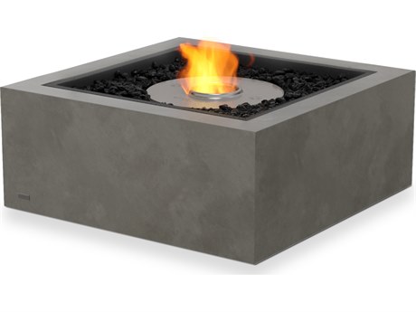 EcoSmart Fire Base 30 Concrete Natural AB8 30'' Wide Square Fire Pit Table with Ethanol Burner Black