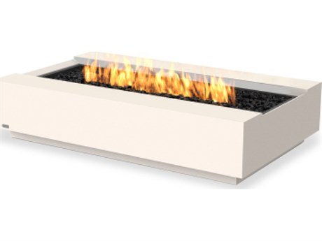 EcoSmart Fire Cosmo 50 Concrete Bone G37T 50''W x 30''D Rectangular Fire Table with Gas LP/NG Stainless Steel