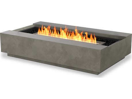 EcoSmart Fire Cosmo 50 Concrete Natural G37T 50''W x 30''D Rectangular Fire Table with Gas LP/NG Stainless Steel