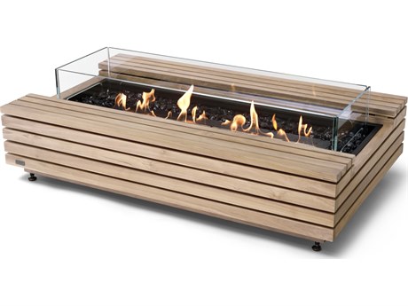 EcoSmart Fire Cosmo 50 Concrete Teak XL900 50''W x 30''D Rectangular Fire Table with Ethanol Stainless Steel