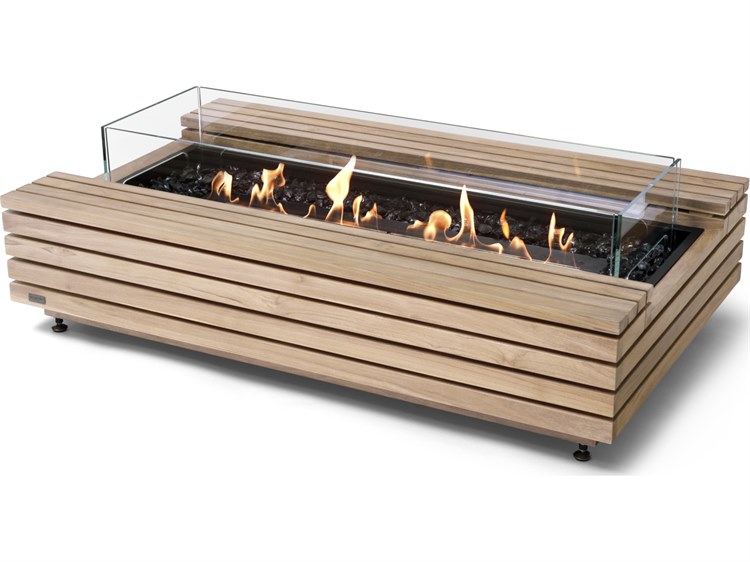 EcoSmart Fire Cosmo Rectangular Outdoor Patio Fire Pit Table with Gas LP/NG Stainless Steel