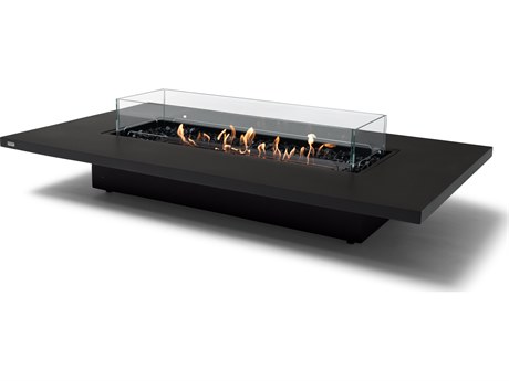 EcoSmart Fire Daiquiri 70 Concrete Graphite XL900 70''W x 39''D Rectangular Fire Pit Table with Ethanol Burner Stainless Steel
