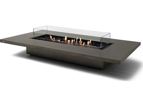 EcoSmart Fire Daiquiri 70 Concrete Natural XL900 70''W x 39''D Rectangular Fire Pit Table with Ethanol Burner Stainless Steel