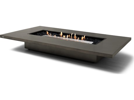 EcoSmart Fire Daiquiri 70 Concrete Natural G37T 70''W x 39''D Rectangular Fire Pit Table with Gas LP/NG Stainless Steel