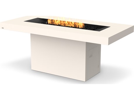 EcoSmart Fire Gin 90 Concrete Bone XL900 Bar Height 89''W x 43''D Rectangular Fire Pit Table with Ethanol Burner Black