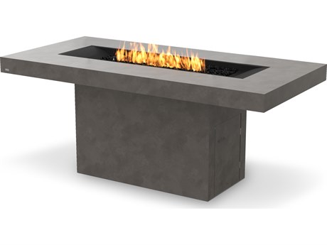 EcoSmart Fire Gin 90 Concrete Natural XL900 Bar Height 89''W x 43''D Rectangular Fire Pit Table with Ethanol Burner Black