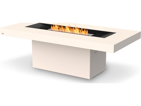 EcoSmart Fire Gin 90 Concrete Bone Dining Height XL900 89''W x 43''D Rectangular Fire Pit Table with Ethanol Burner Black