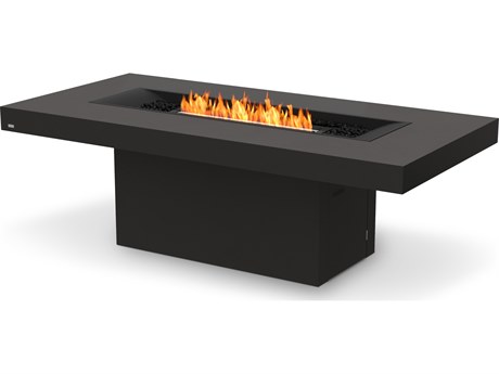 EcoSmart Fire Gin 90 Concrete Dining Height Graphite XL900 89''W x 43''D Rectangular Fire Pit Table with Ethanol Burner Black