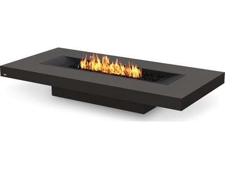 EcoSmart Fire Gin 90 Concrete Graphite 90 XL900 89''W x 43''D Rectangular Fire Pit Table with Ethanol Burner Black