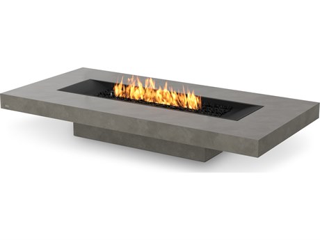 EcoSmart Fire Gin 90 Concrete Natural 90 Low XL900 89''W x 43''D Rectangular Fire Pit Table with Ethanol Burner Black
