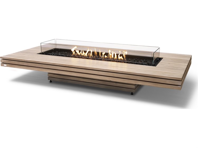 EcoSmart Fire Gin Rectangular Patio Fire Pit Table with Ethanol Burner Stainless Steel