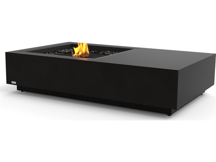 EcoSmart Fire Manhattan Rectangular Outdoor Fire Pit Table with Ethanol Burner Black