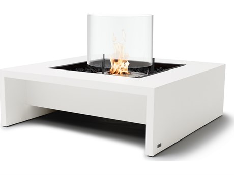 EcoSmart Fire Mojito 40 Concrete Bone AB8 40'' Wide Square Fire Pit Table with Ethanol Burner Stainless Steel