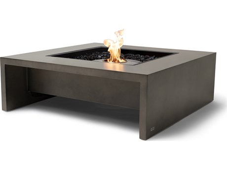 EcoSmart Fire Mojito 40 Concrete Natural AB8 40'' Wide Square Fire Pit Table with Ethanol Burner Stainless Steel