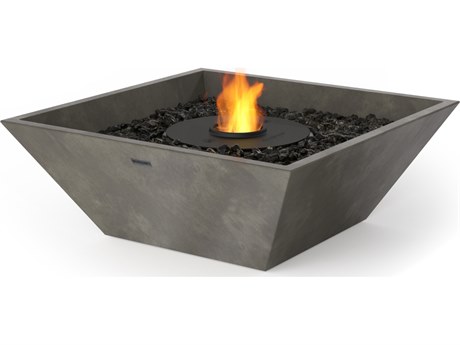 EcoSmart Fire Nova 600 Concrete Natural AB3 24'' Wide Square Fire Pit Bowl with Ethanol Burner Stainless Steel