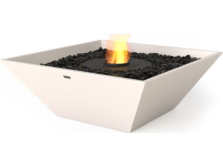 EcoSmart Fire Nova 850 Concrete Bone AB8 33'' Wide Square Fire Pit Bowl with Ethanol Burner Stainless Steel